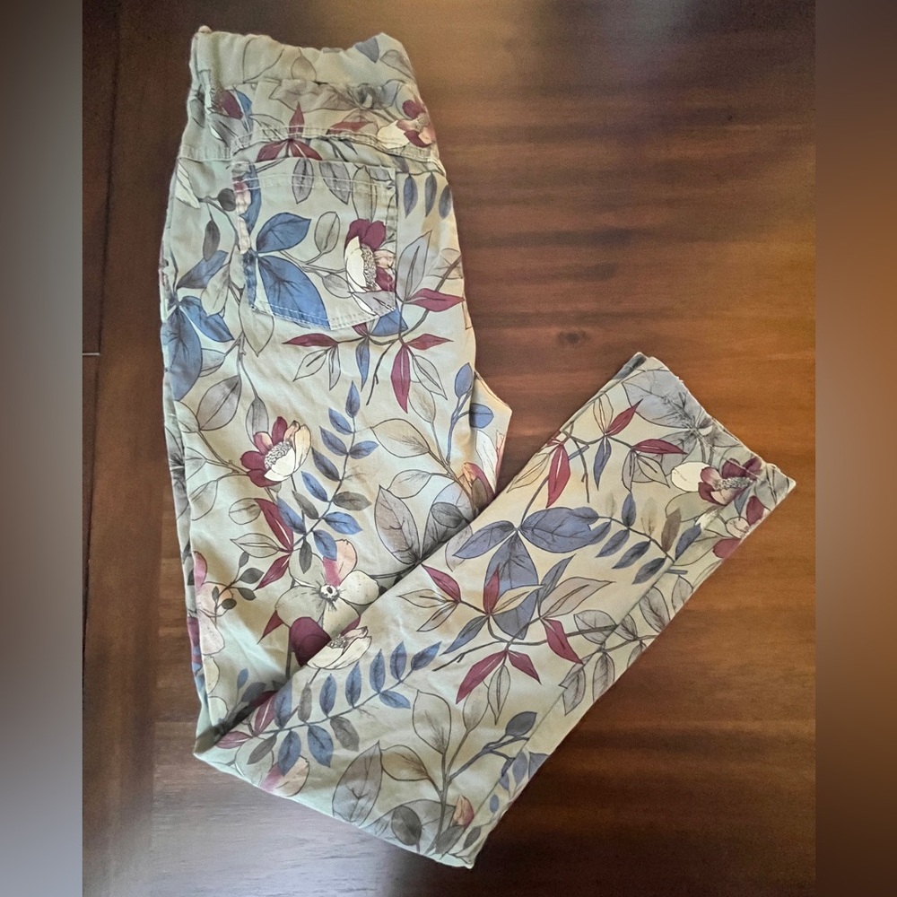 Tina Stephens Lovely Leaves stretch tie waist Pants one size - Italy